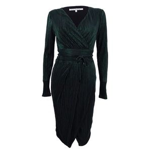 Rachel Roy long sleeve foiled ribbed wrap dress